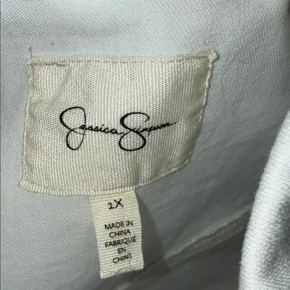 Jessica Simpson Women's White Denim Jacket sz 1X - Picture 5 of 8